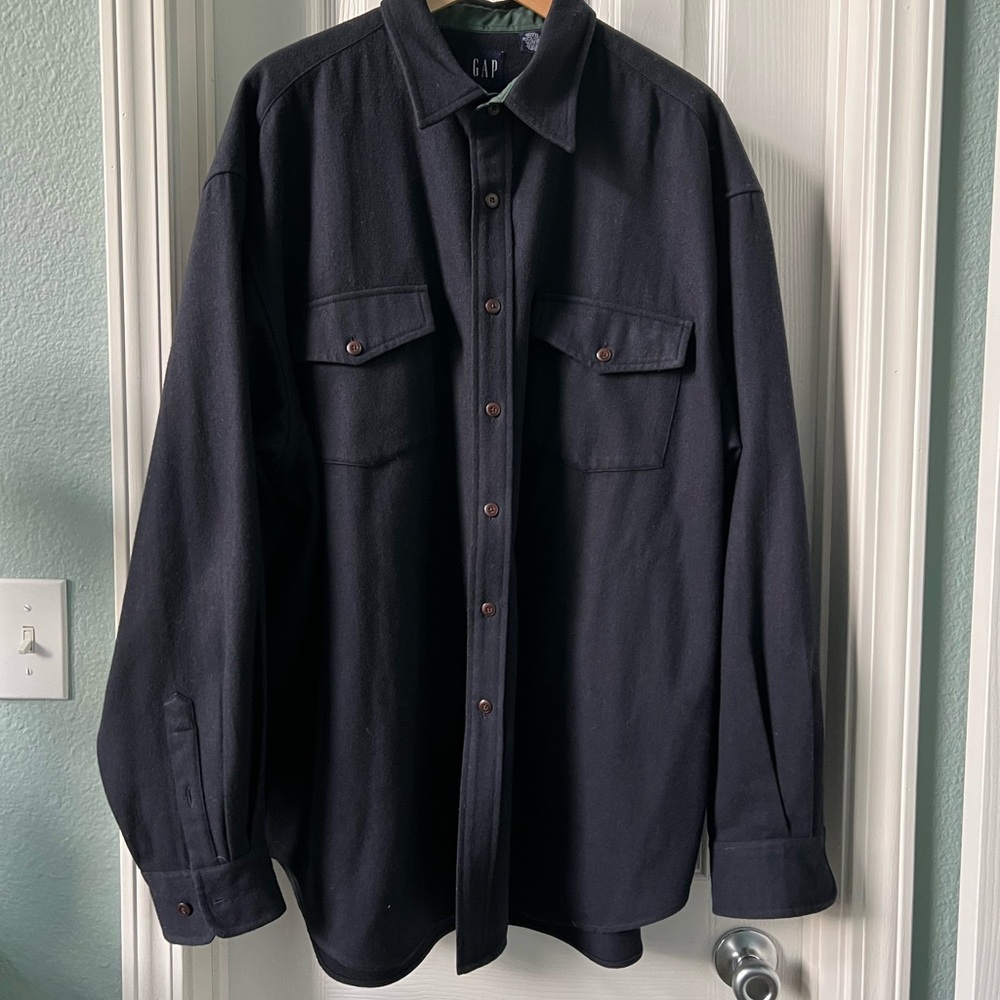 GAP Navy Blue Lightweight Shirt Jacket with Collared Neckline